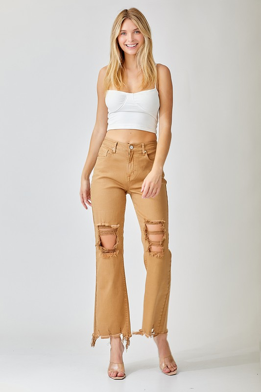 ADDIE MOCHA RISEN CROP JEANS