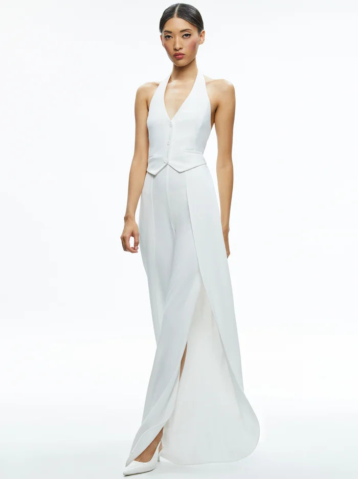 Alice + Olivia - Robin Halterneck Vest Jumpsuit - Off White