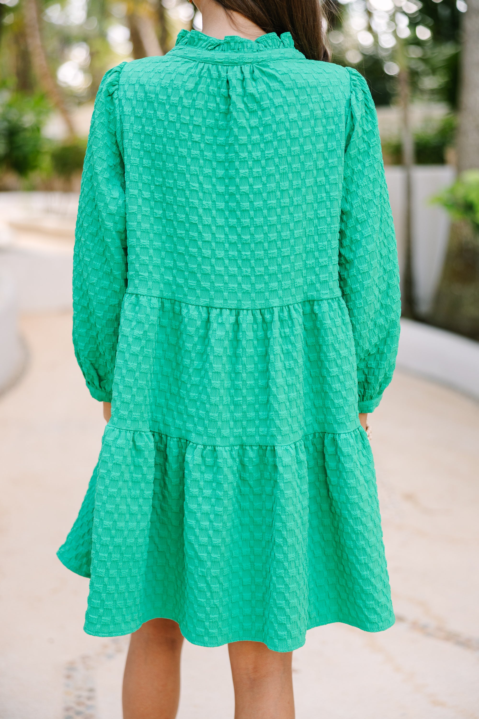 All Up To You Green Textured Dress