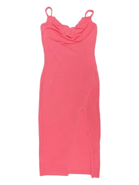 Allegra K- Drape Cowl Neck Cami Split Backless Dress