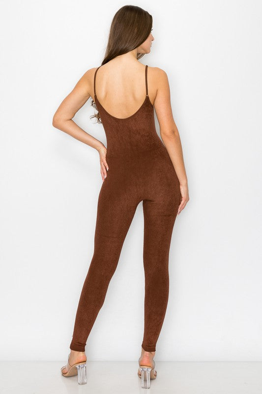 Amexlie Textured Seamless Jumpsuit (Brown)