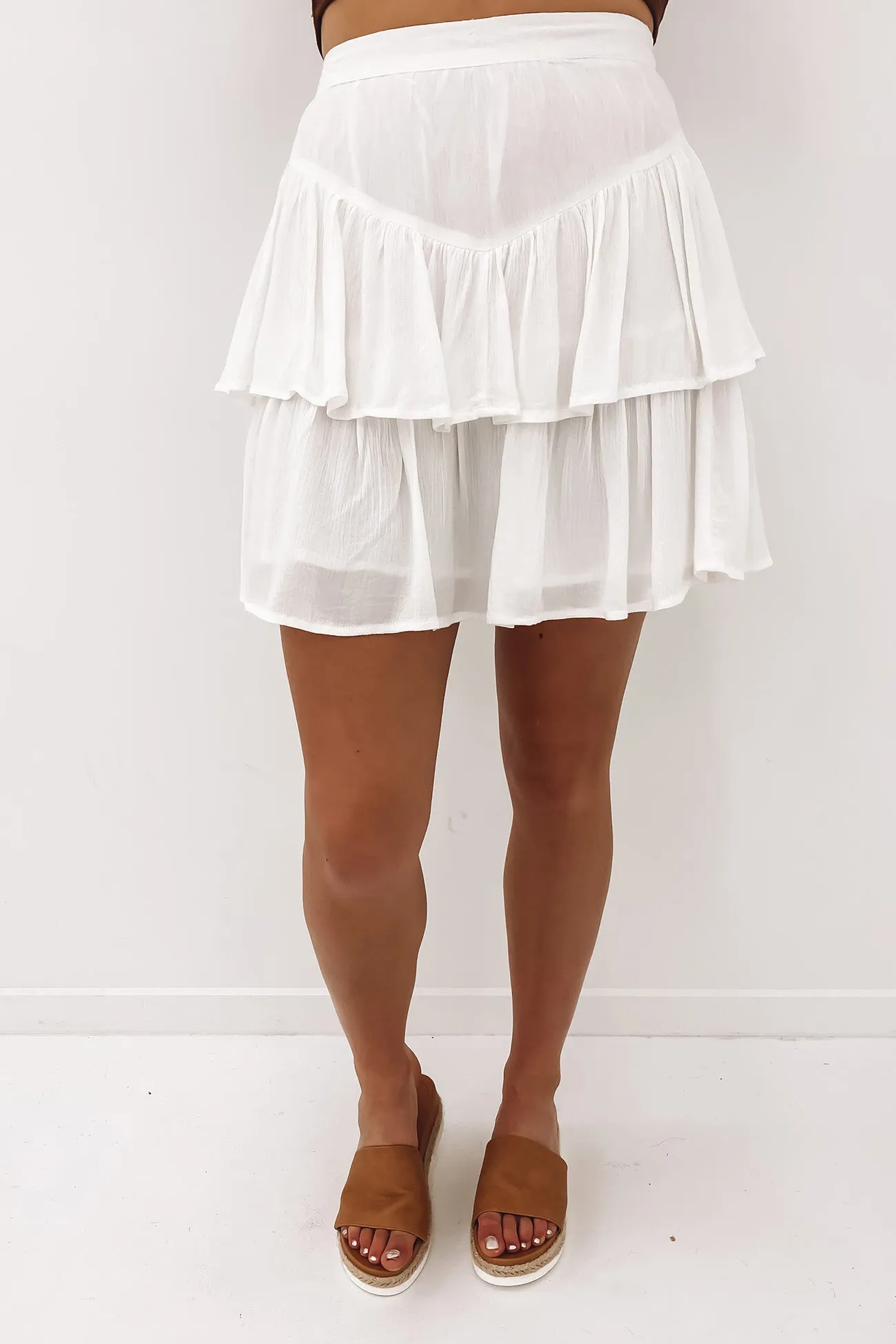 Aria Washed Mini Skirt White