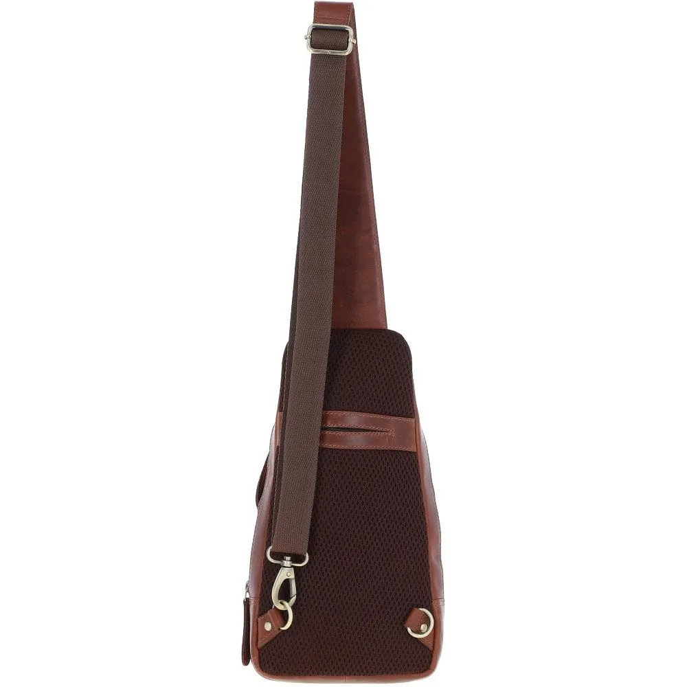 Ashwood Three Pocket Leather Sling Bag Chestnut : k-43