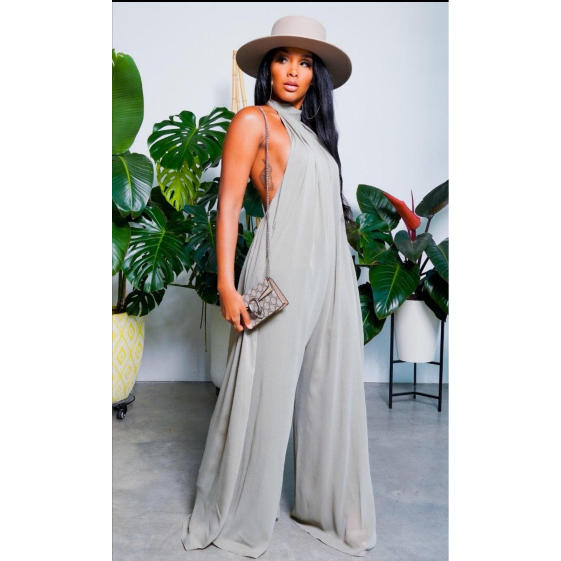 Backless Wide Leg Jumpsuit