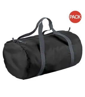 BagBase Packaway Barrel Bag/Duffel Water Resistant Travel Bag (8 Gallons) (Pack (Black) (One Size) - UTRW6915