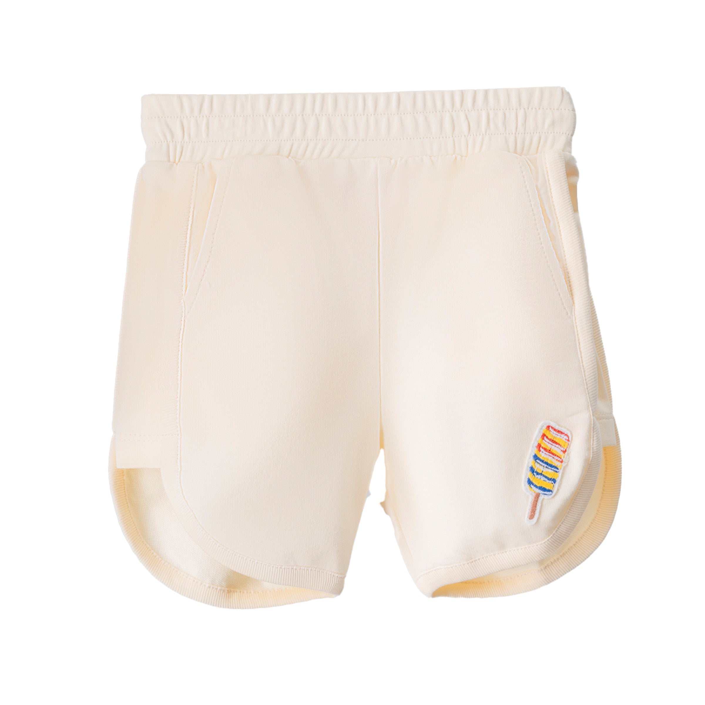 Beige Ice Cream Icon Cotton Shorts