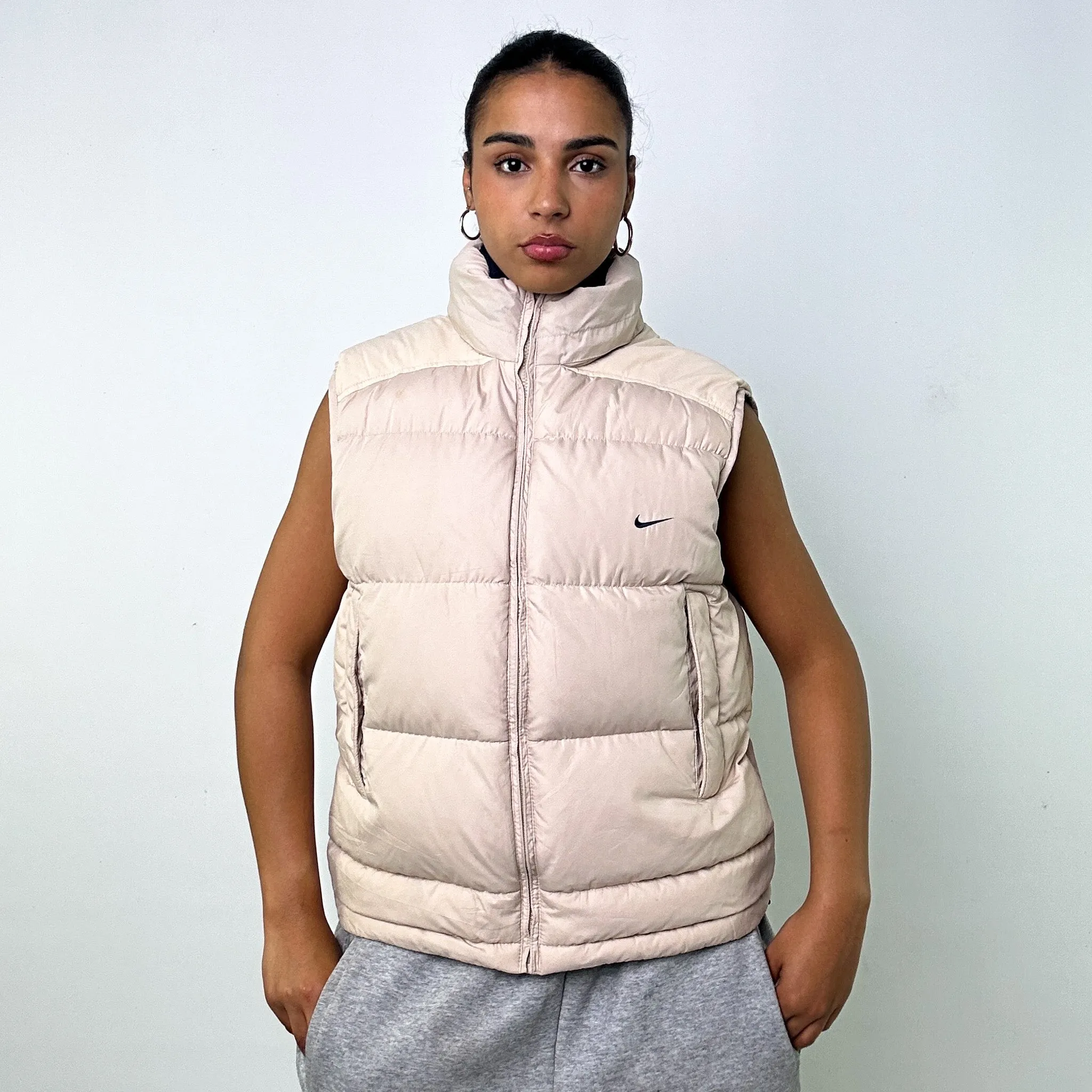 BEIGE TAN Y2KS NIKE PUFFER JACKET COAT GILET (