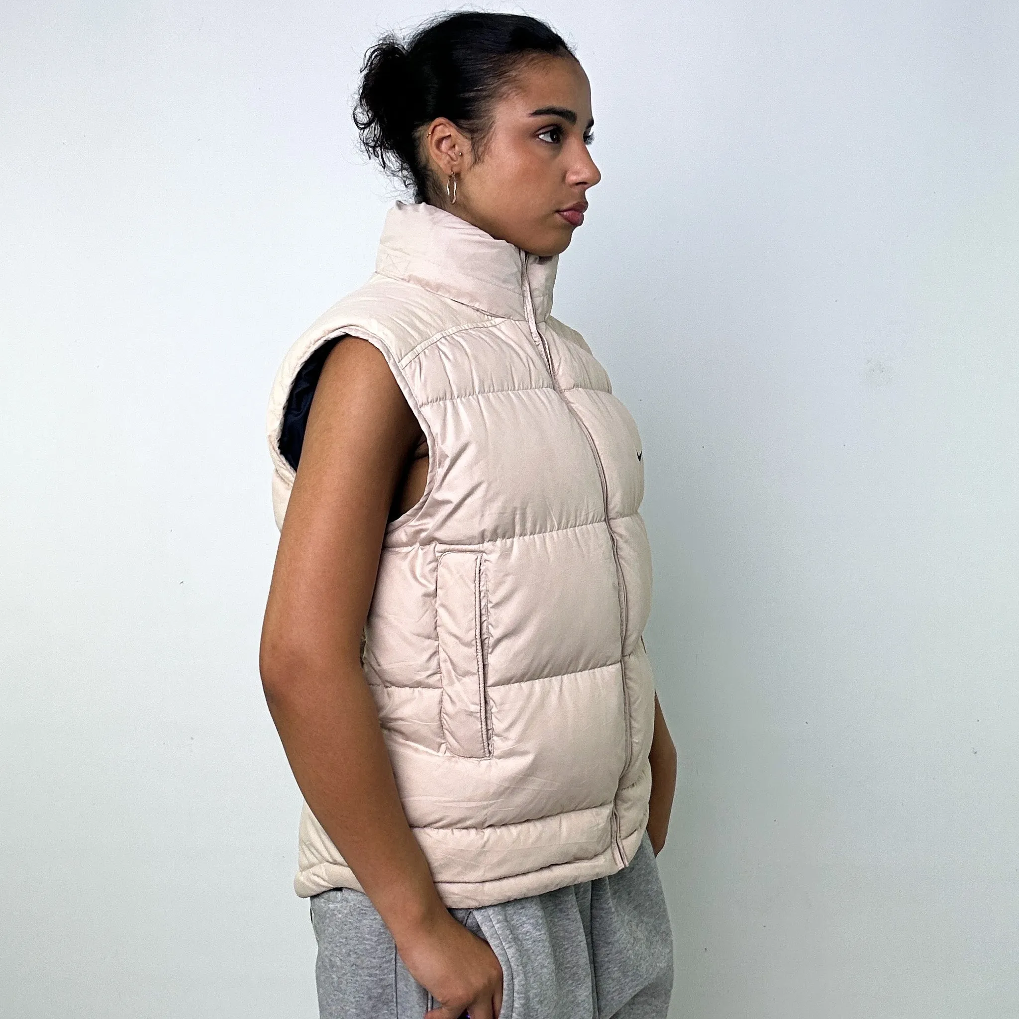 BEIGE TAN Y2KS NIKE PUFFER JACKET COAT GILET (