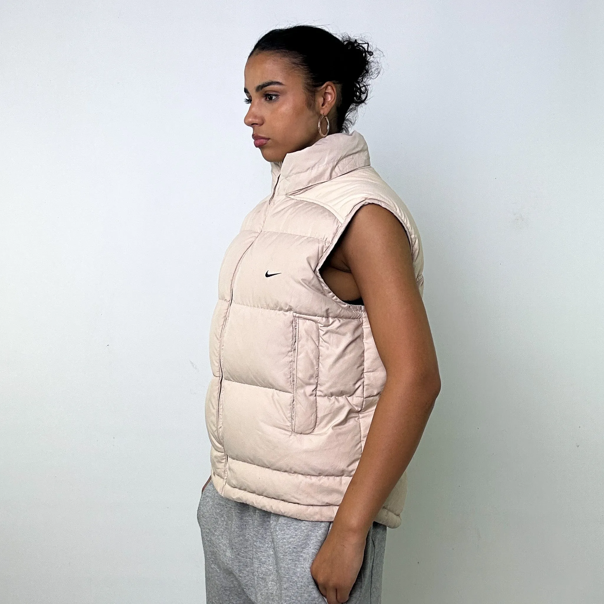 BEIGE TAN Y2KS NIKE PUFFER JACKET COAT GILET (