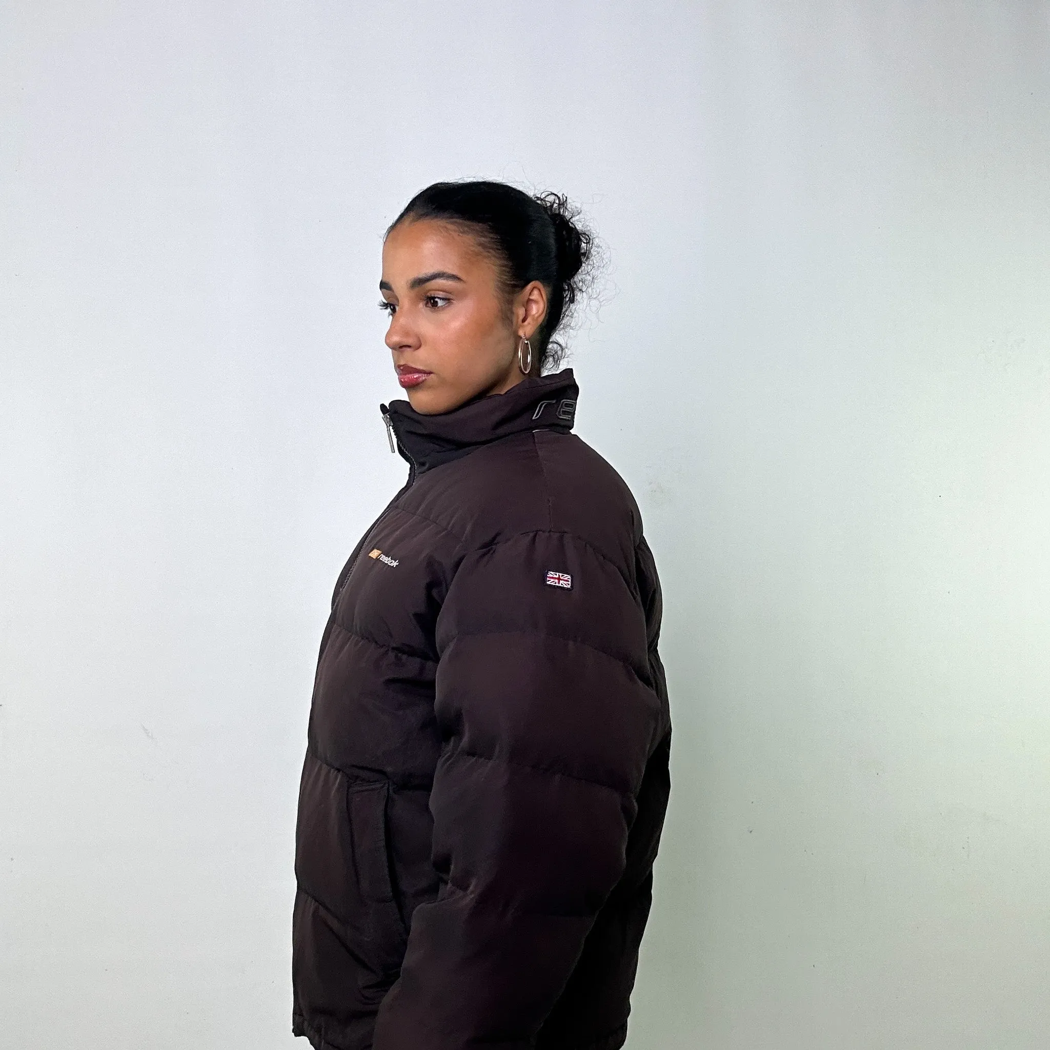 Black 90s Reebok Puffer Jacket Coat (L)