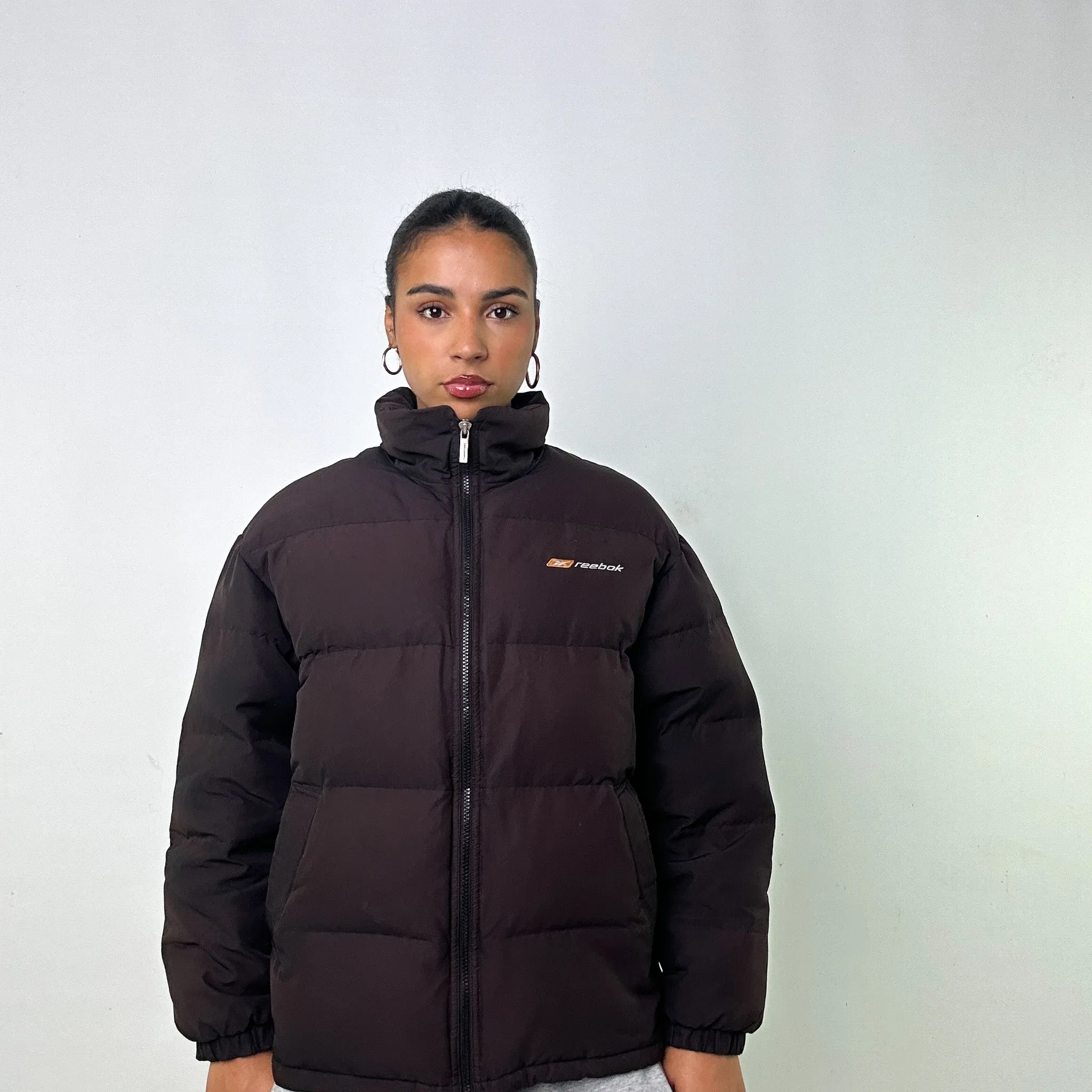 Black 90s Reebok Puffer Jacket Coat (L)