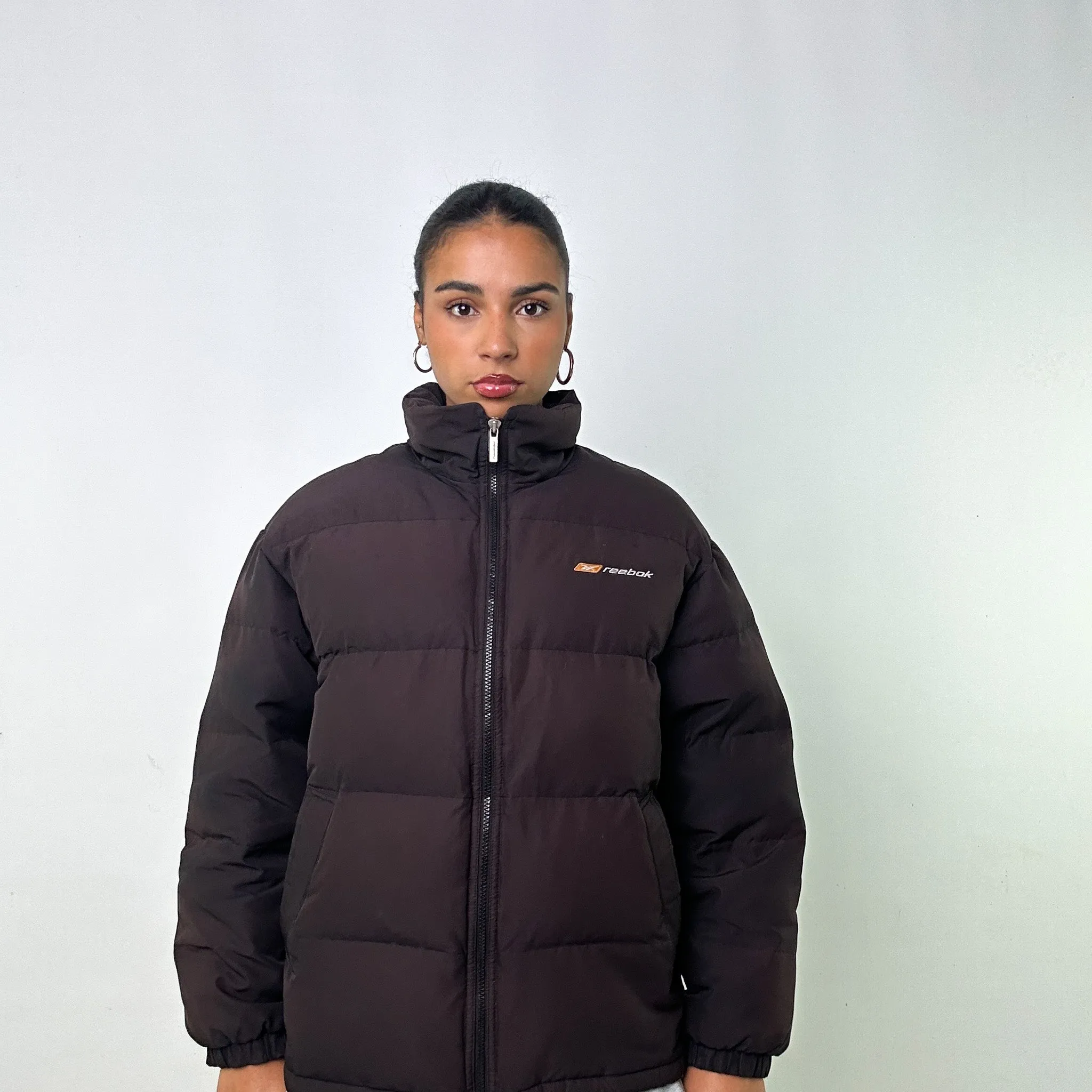 Black 90s Reebok Puffer Jacket Coat (L)