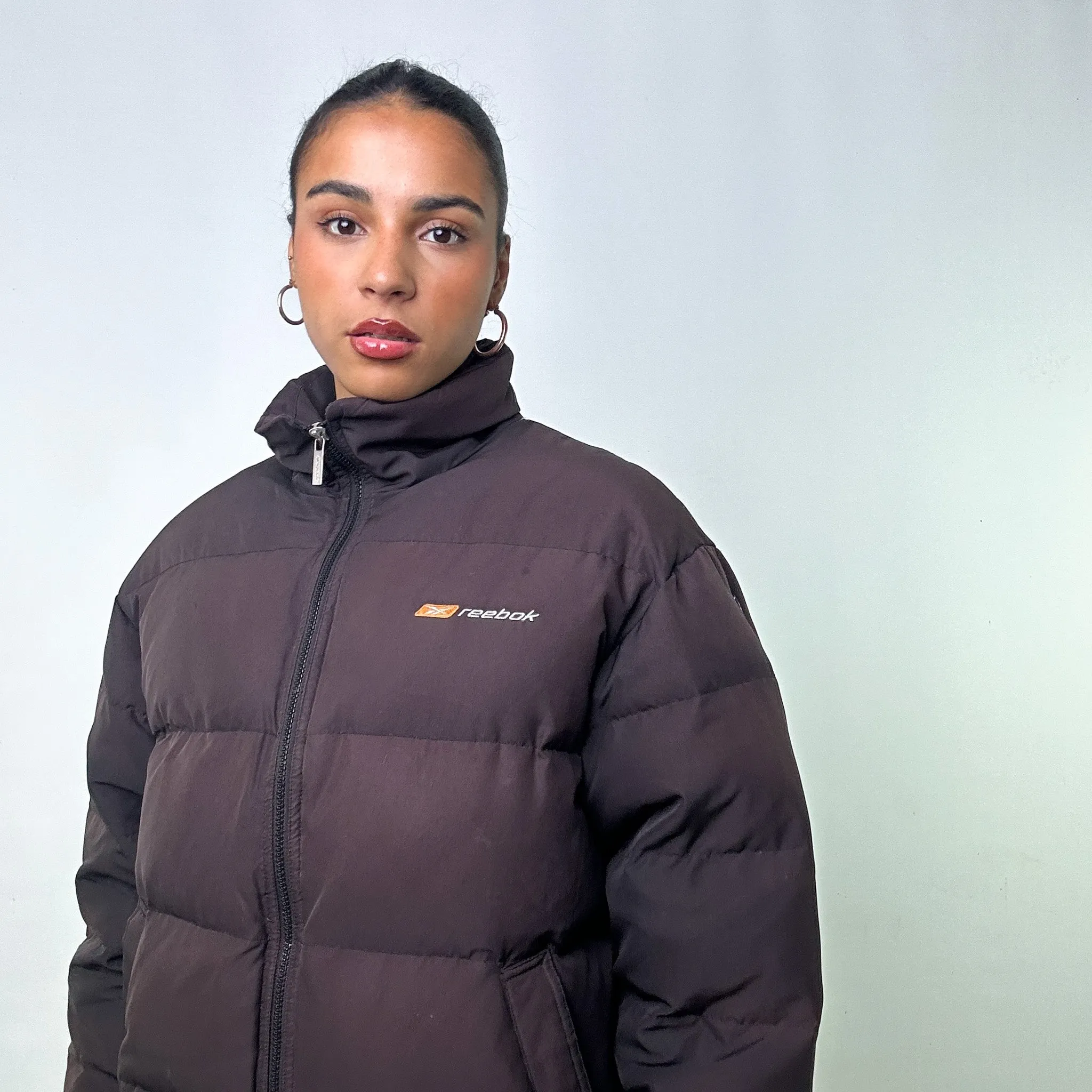 Black 90s Reebok Puffer Jacket Coat (L)