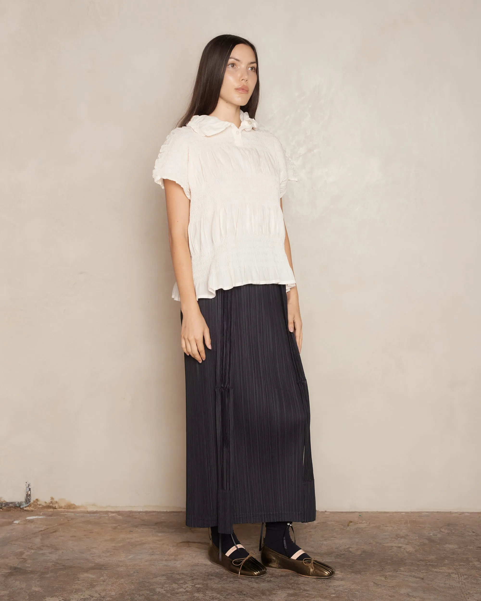 Black Pinafore Pleat Skirt