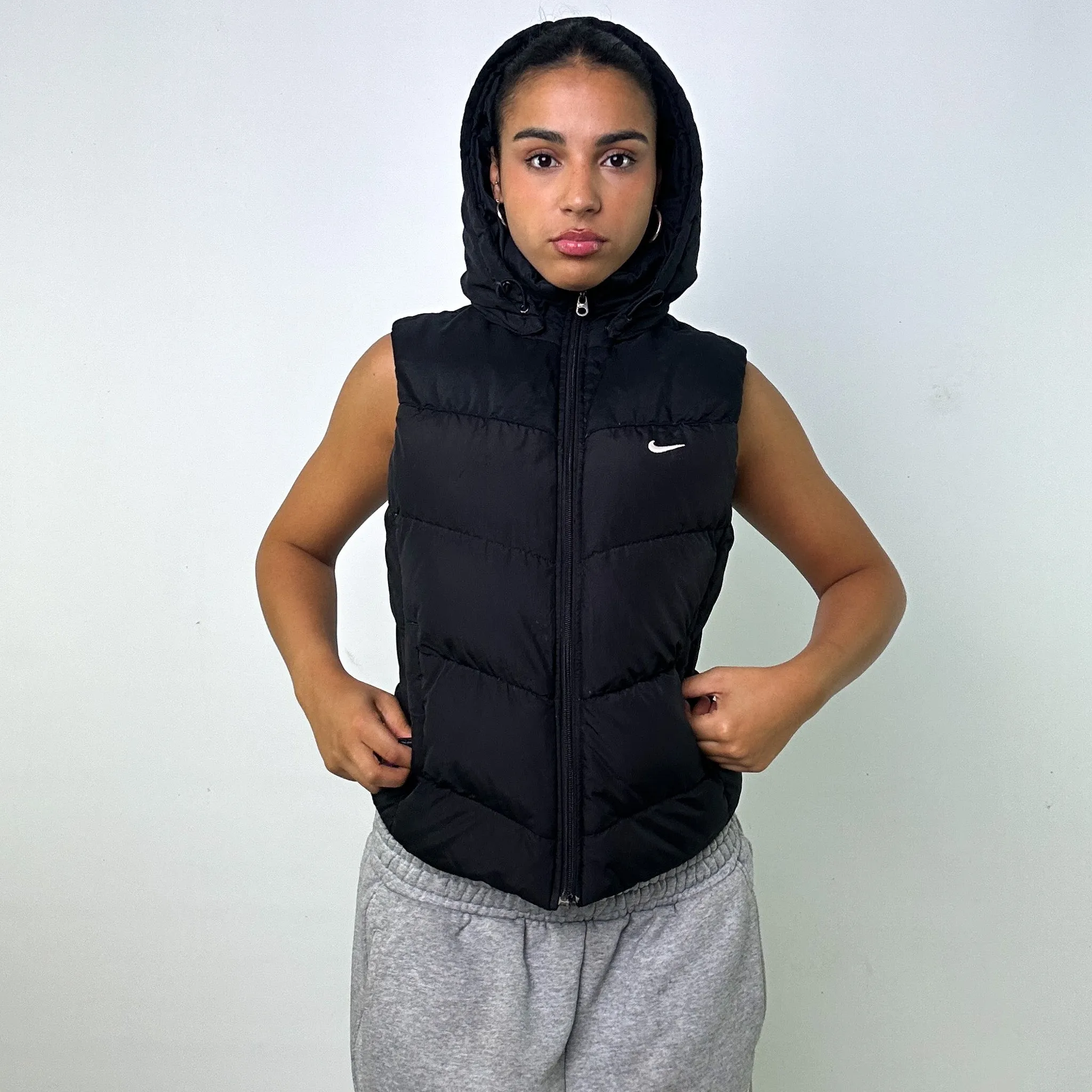 BLACK Y2KS NIKE PUFFER JACKET COAT GILET (