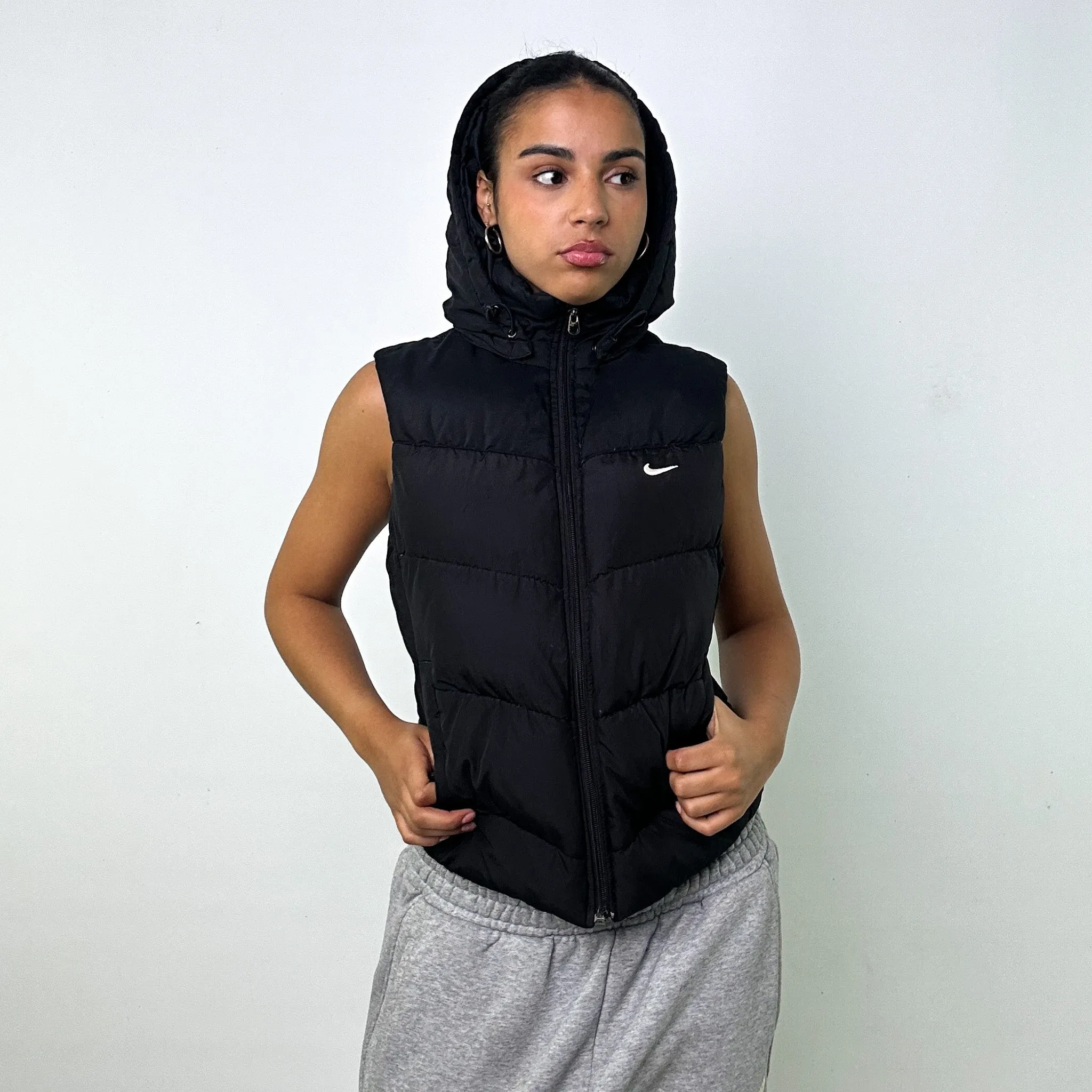 BLACK Y2KS NIKE PUFFER JACKET COAT GILET (