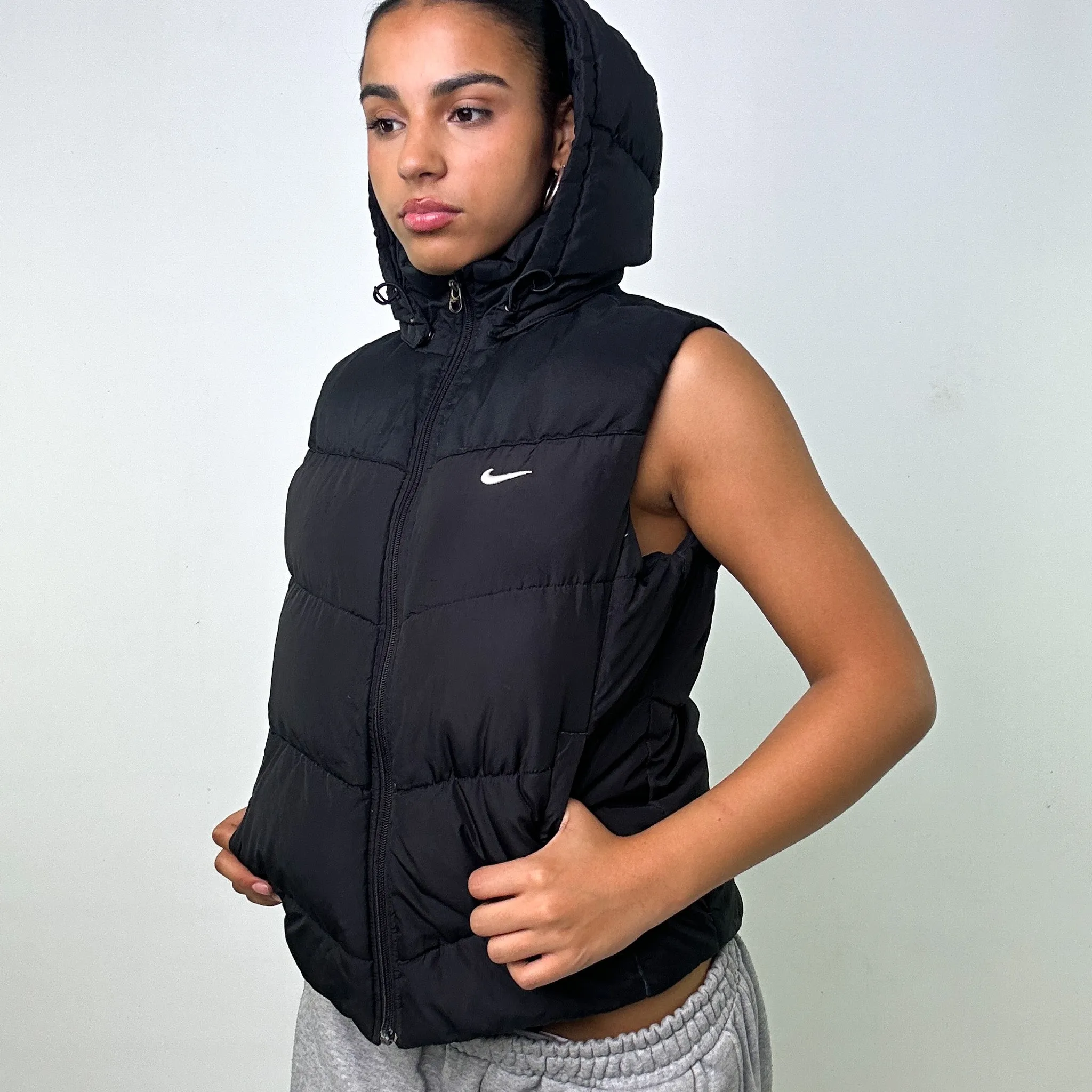 BLACK Y2KS NIKE PUFFER JACKET COAT GILET (