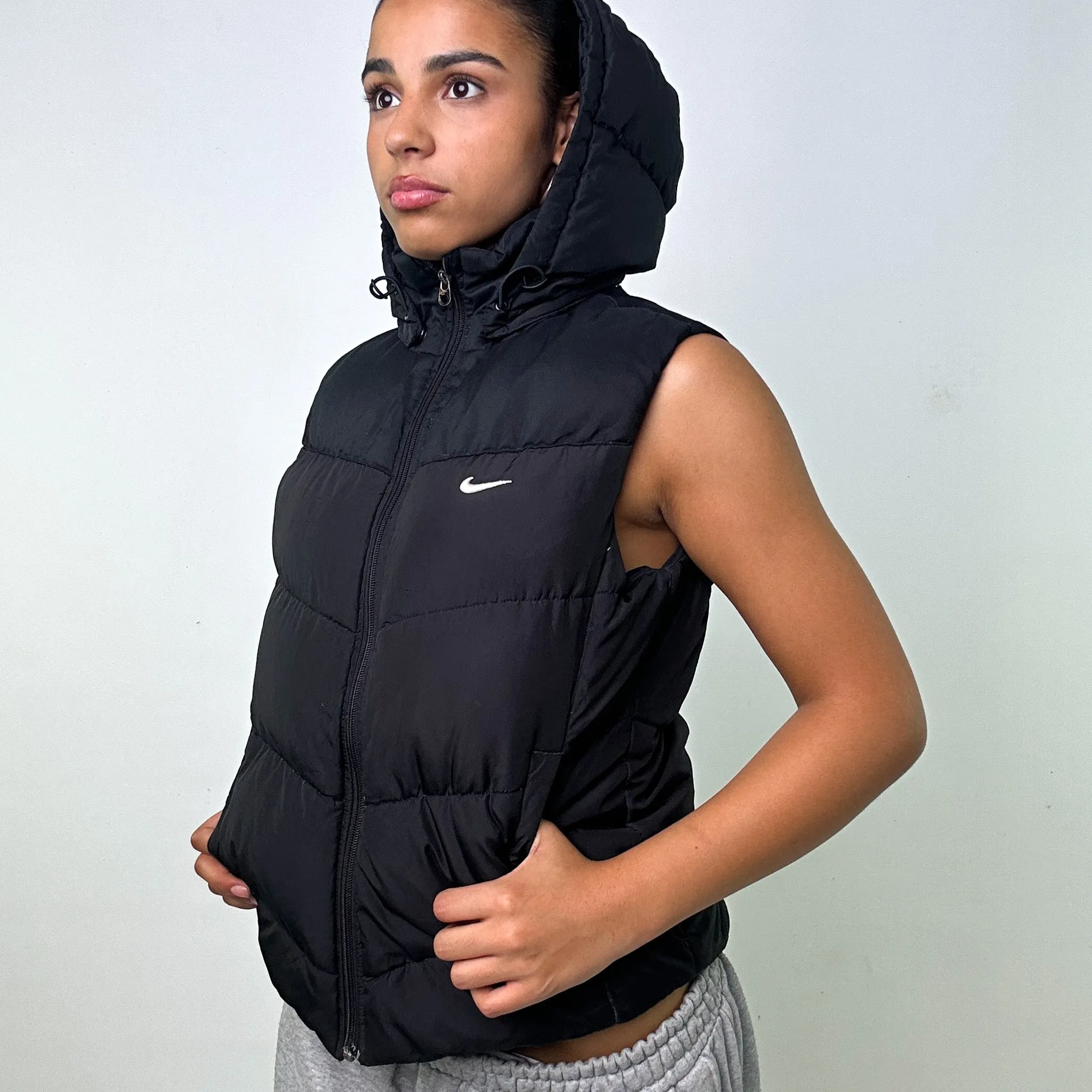 BLACK Y2KS NIKE PUFFER JACKET COAT GILET (