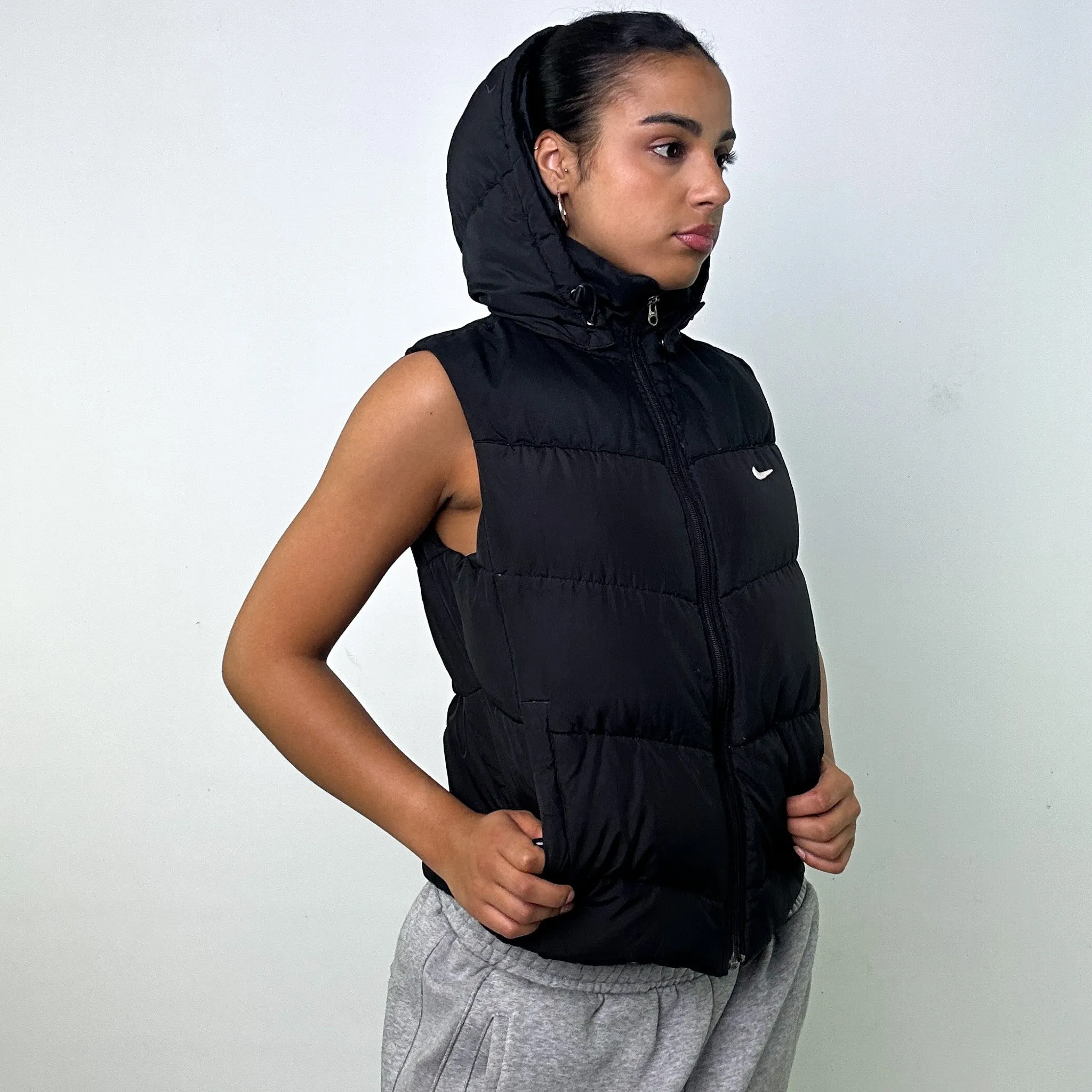 BLACK Y2KS NIKE PUFFER JACKET COAT GILET (