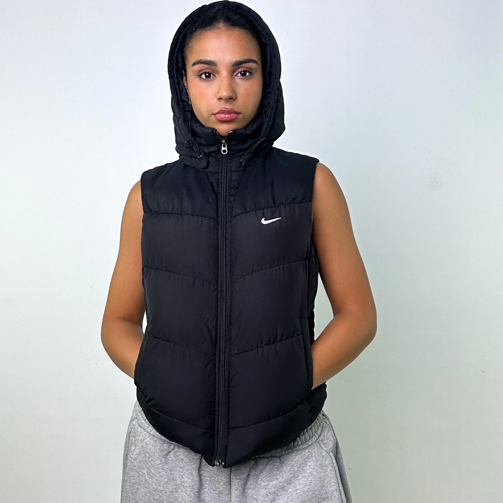 BLACK Y2KS NIKE PUFFER JACKET COAT GILET (