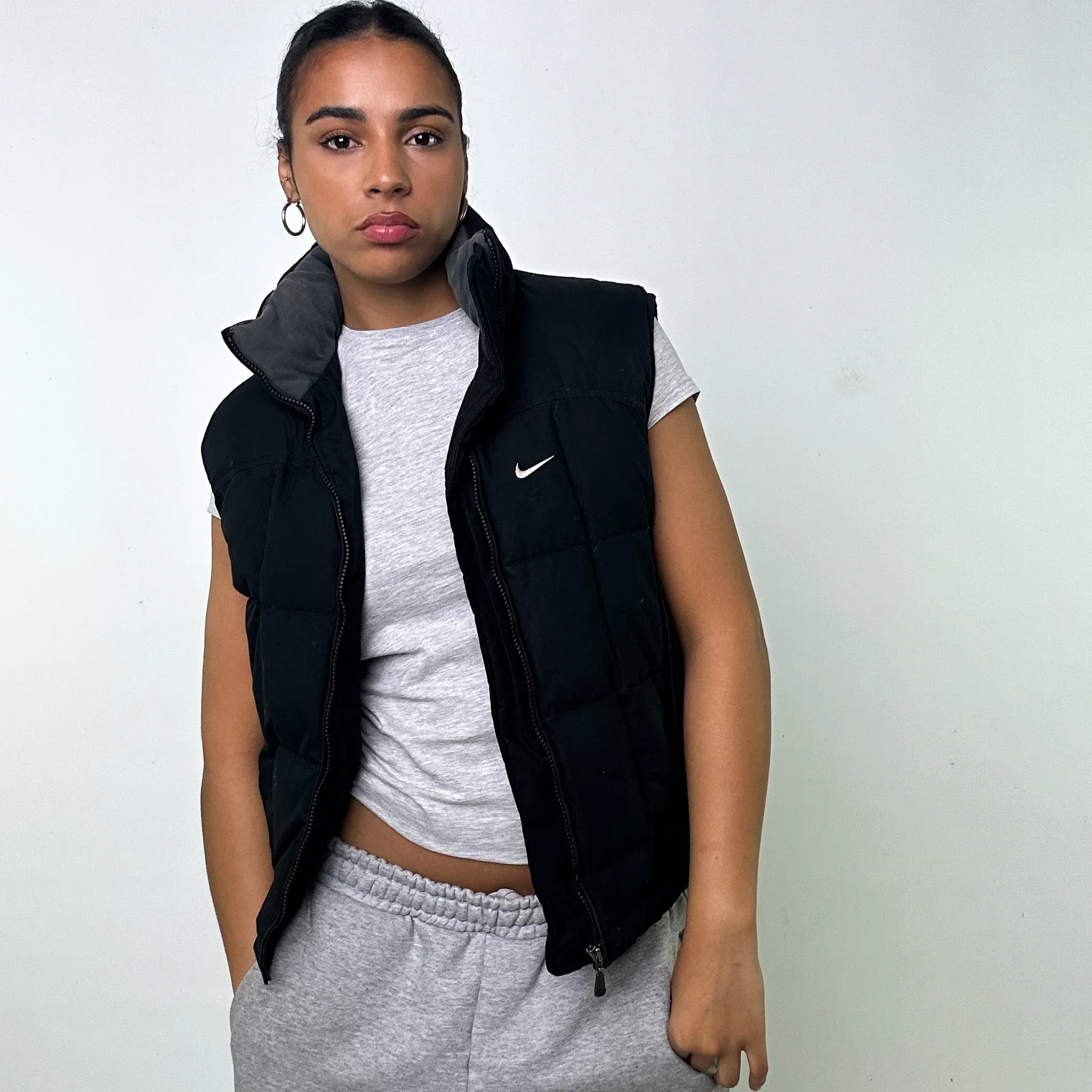 Black y2ks NIKE Puffer Jacket Coat Gilet (XS)