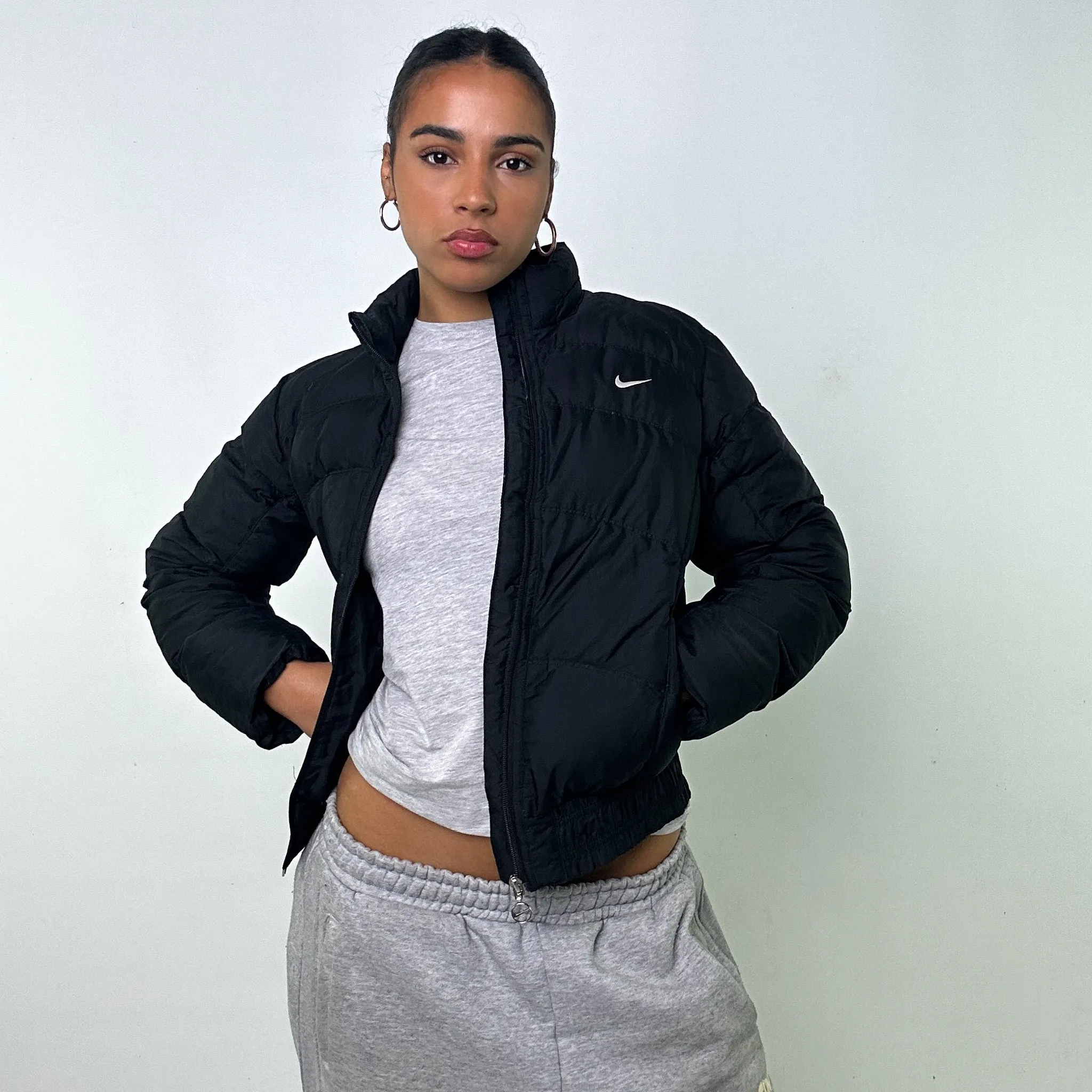 BLACK Y2KS NIKE PUFFER JACKET COAT (