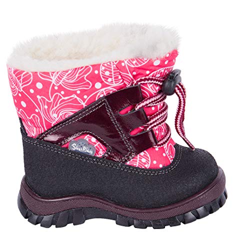 Boots 13-651/652 Coral Autumn Winter Cold Weather Outdoor Shoes for Boys and Girls - Genuine Leather - Natural Wool - Slip Resis