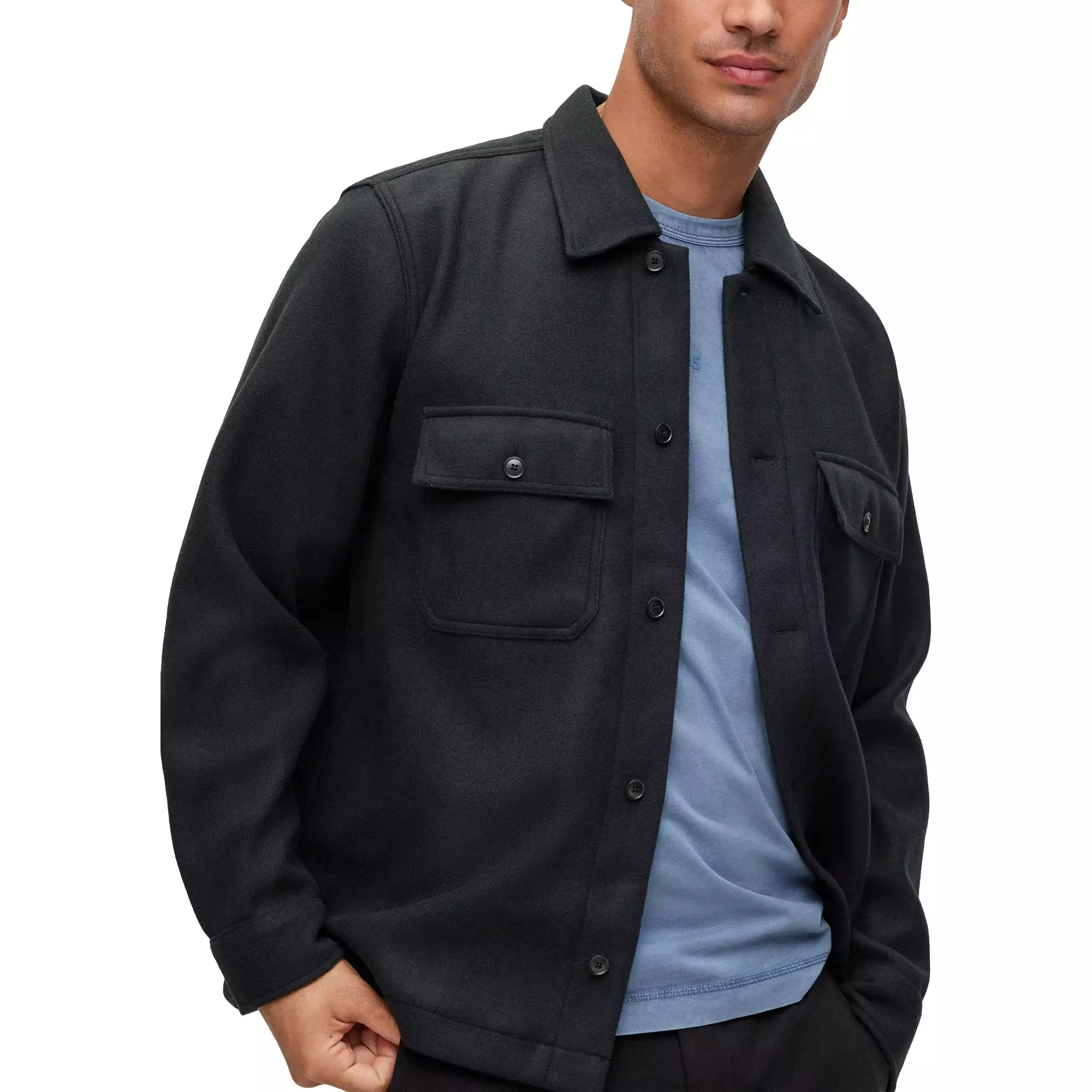 Boss Lovvo Fleece Pile Overshirt - Black