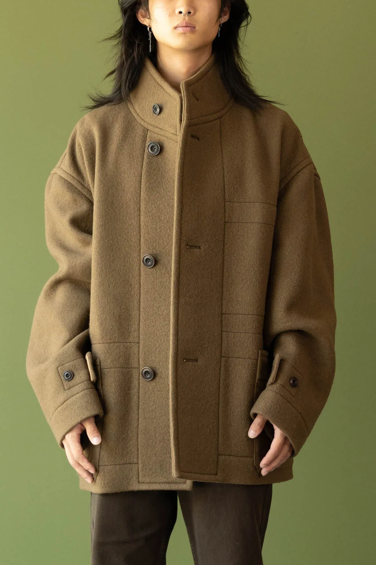 Boxy Duffle Coat - Olive Brown