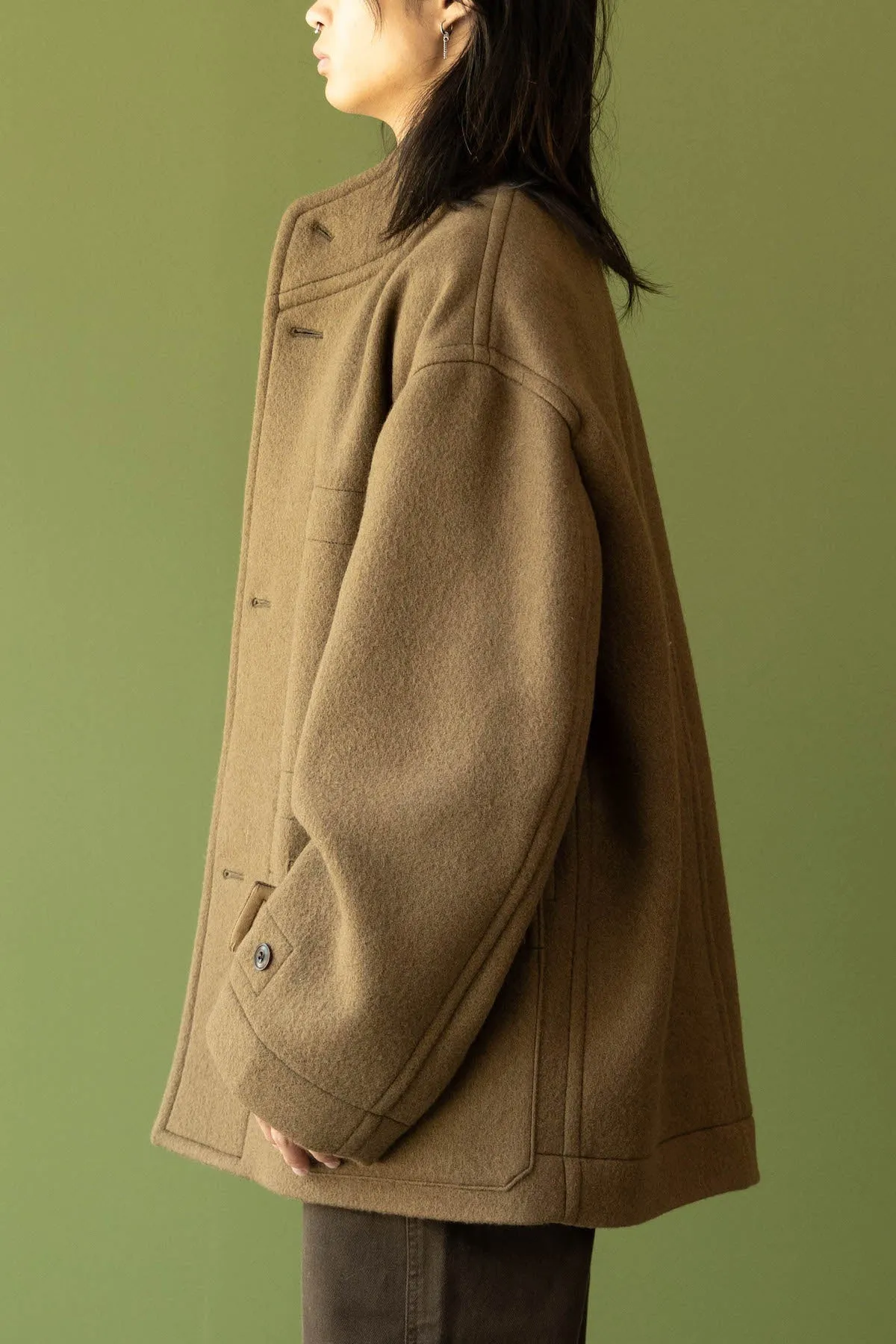 Boxy Duffle Coat - Olive Brown