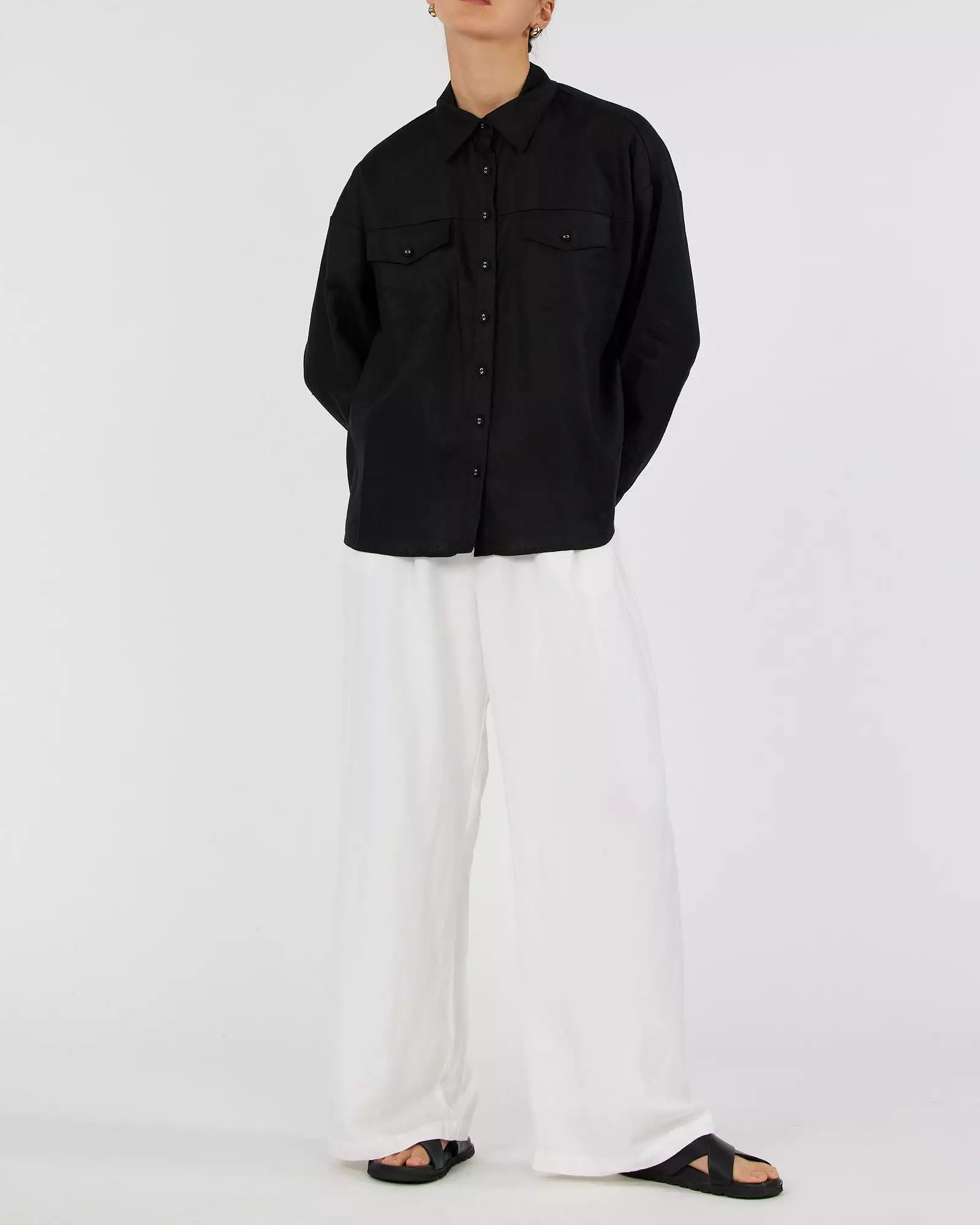 Byron Linen Overshirt - Black