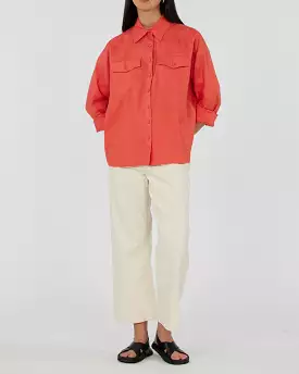 Byron Linen Overshirt - Poppy