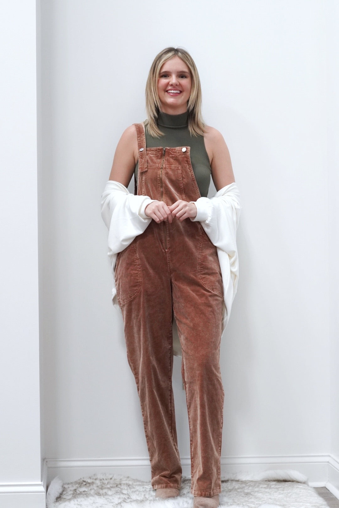 Calla Corduroy Brown Oversized Romper