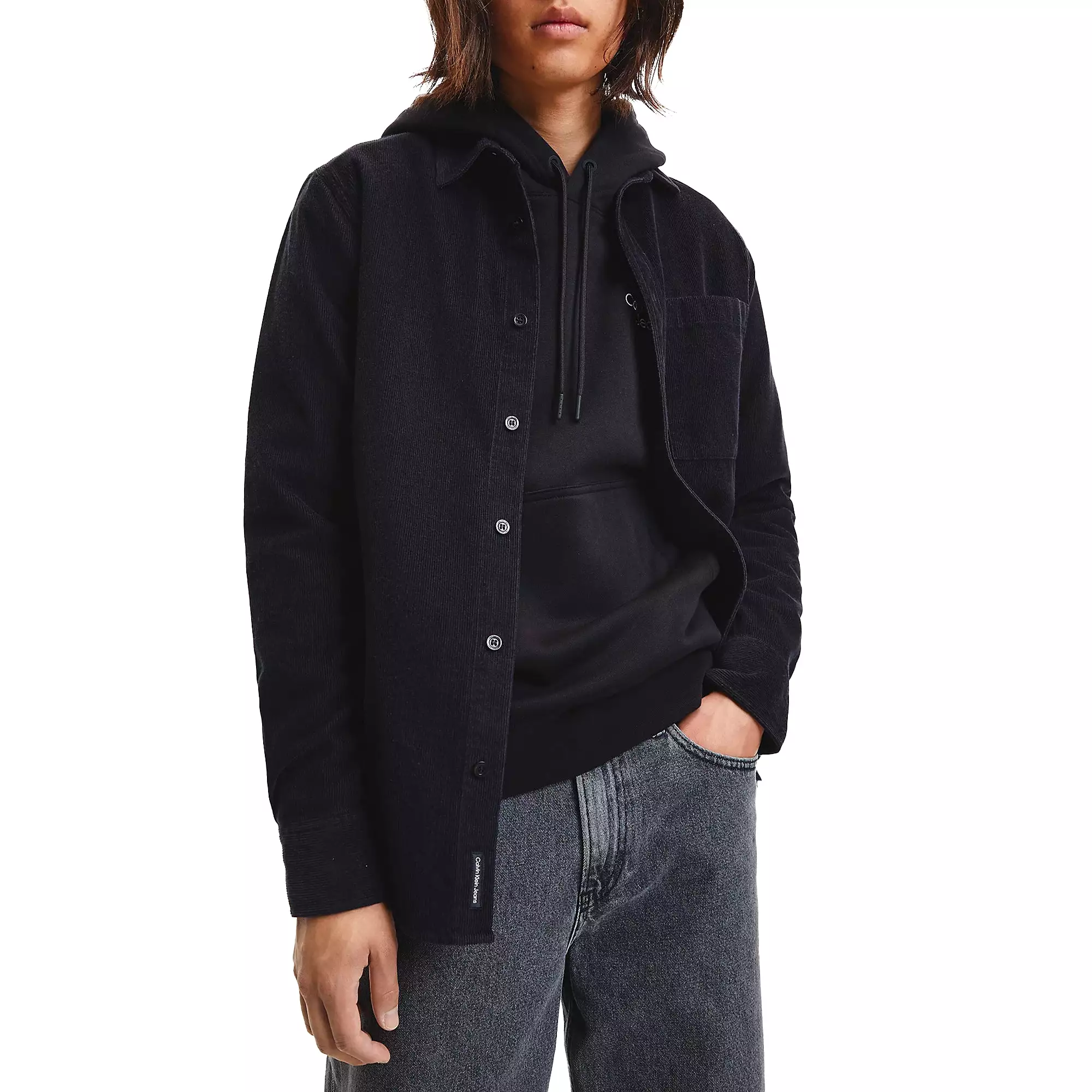 Calvin Klein Monogram Logo Badge Corduroy Overshirt - Black