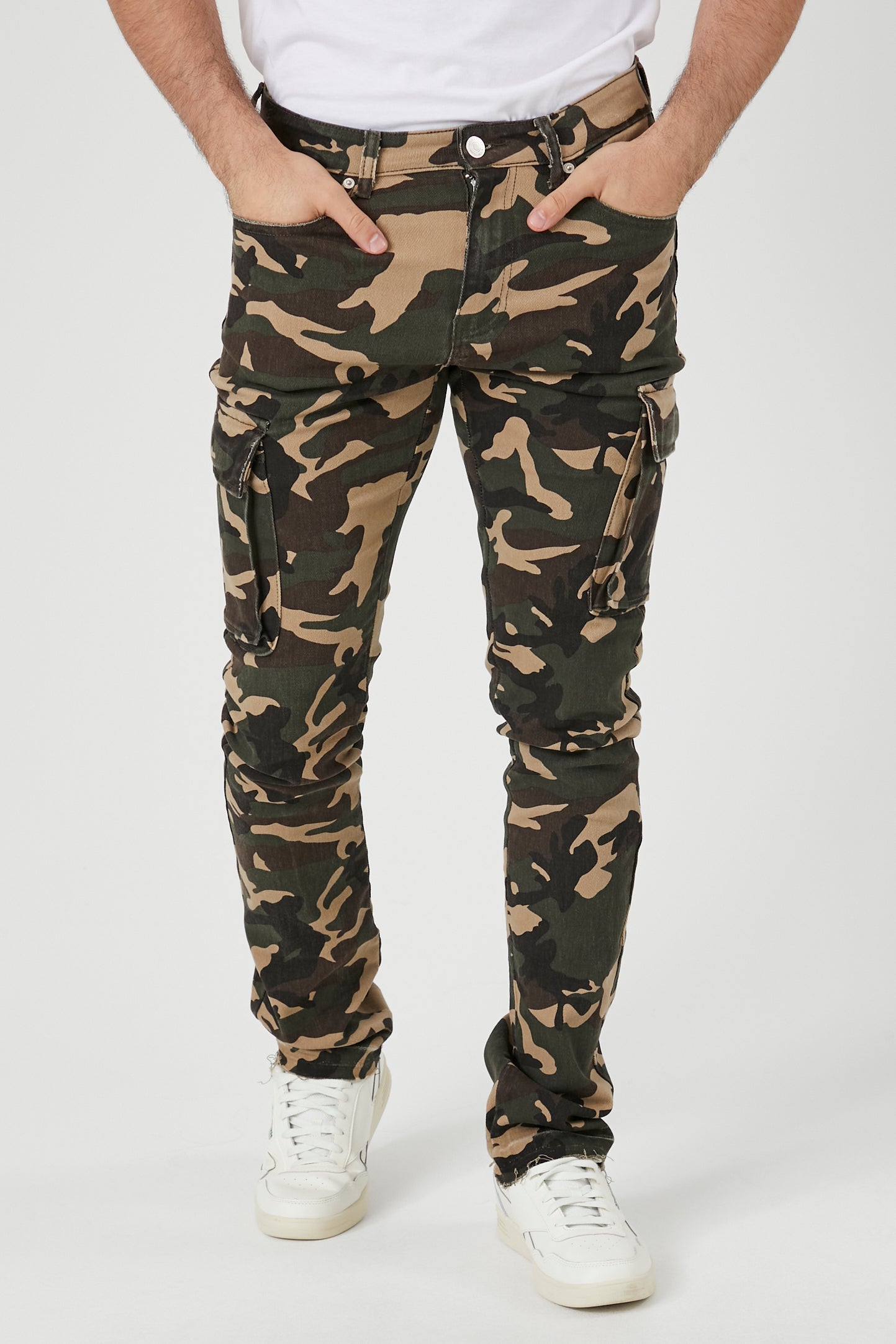 Camo Print Cargo Skinny Jeans