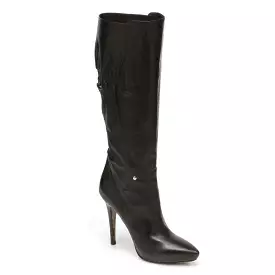 Cesare Paciotti Women's Designer Shoes Black Nappa Wrinkled Leather Tall Boots (CPW727)