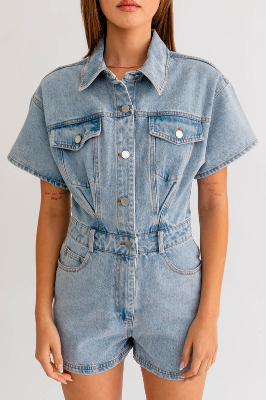 Classic Vibes Denim Romper