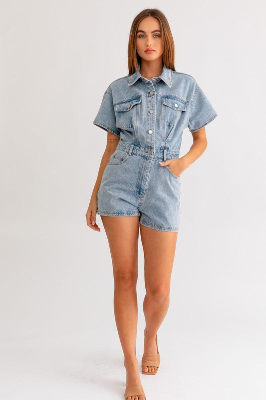 Classic Vibes Denim Romper