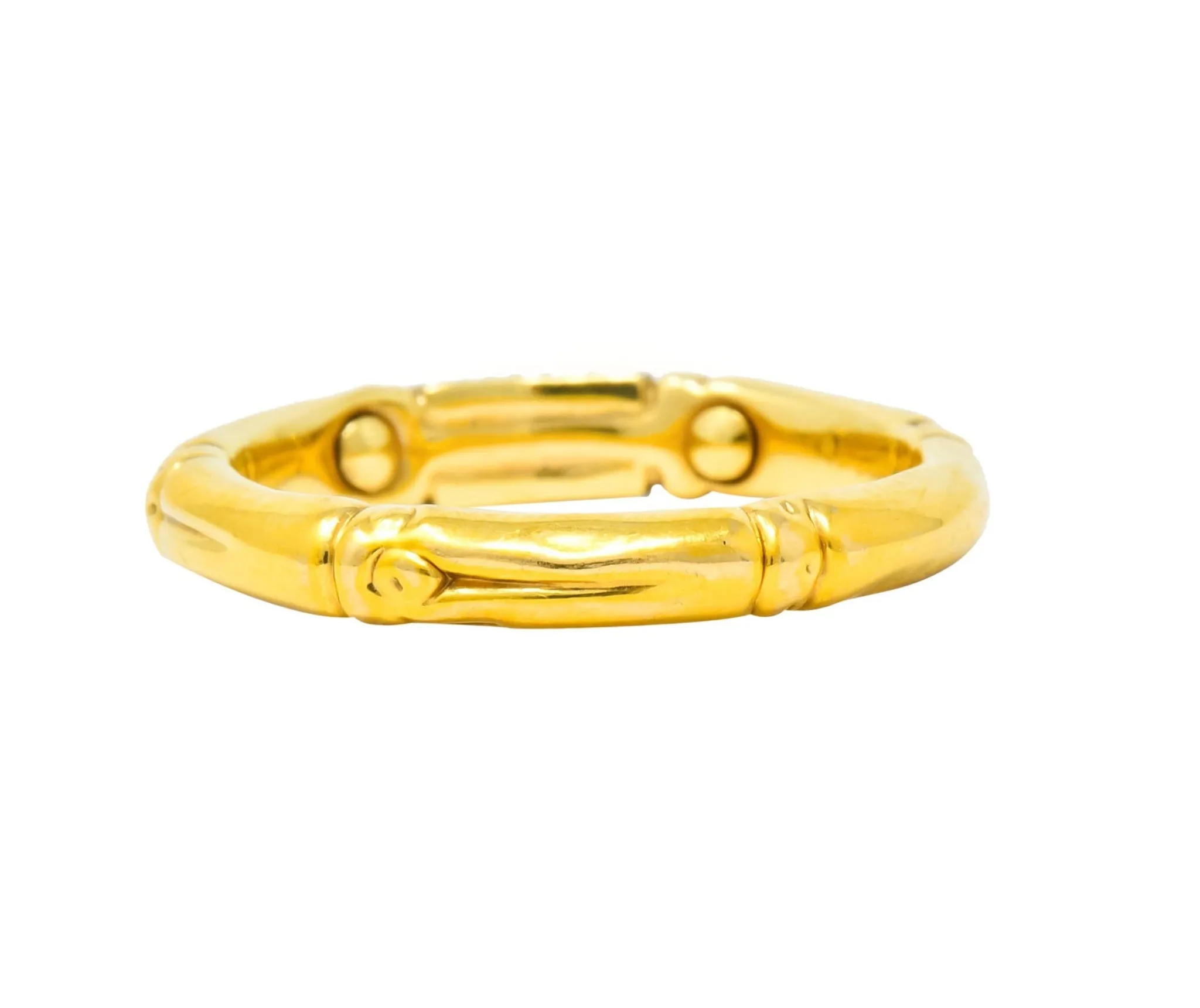 Contemporary John Hardy Pave Diamond 18 Karat Gold Bamboo Band Ring