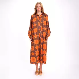 CRAMP DYE DRESS ORANGE/BROWN