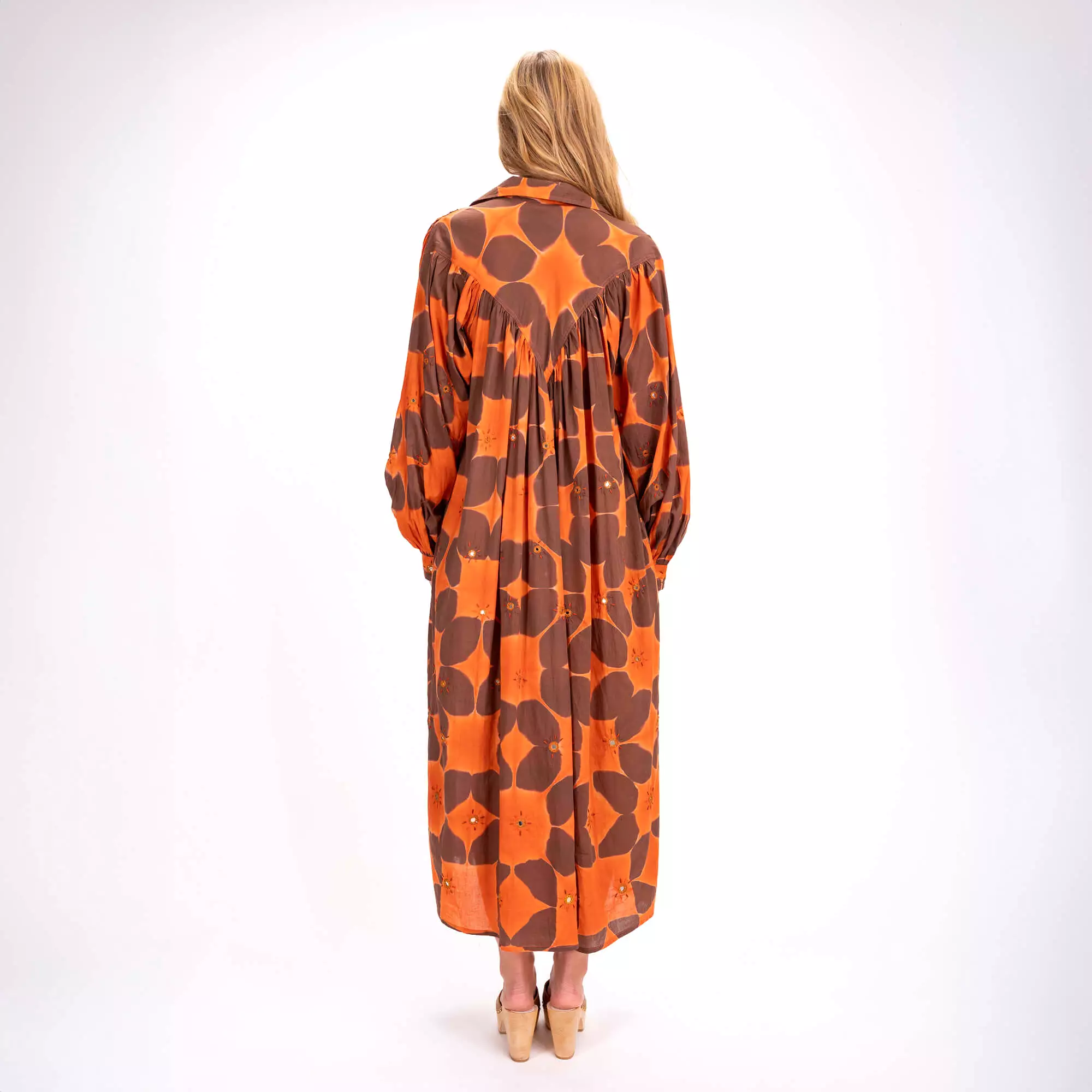 CRAMP DYE DRESS ORANGE/BROWN