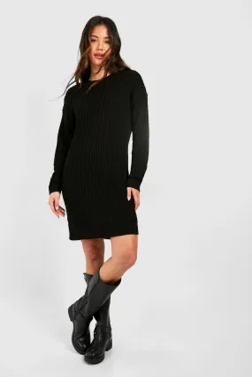 Crew Neck Mini Sweater Dress