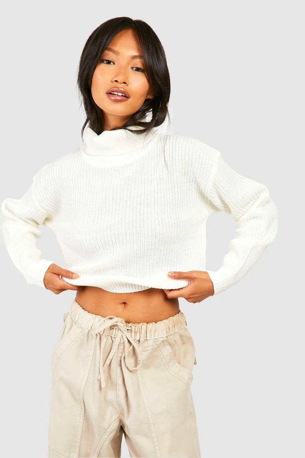 Cropped Fisherman Turtleneck Sweater