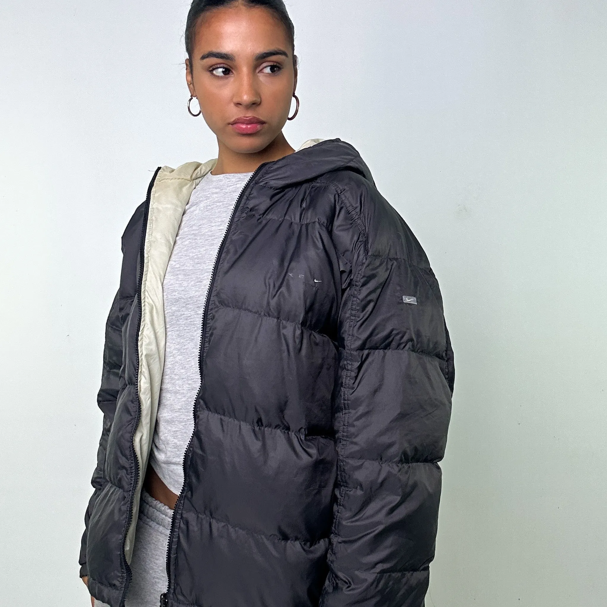 Dark Grey 90s NIKE Puffer Jacket Coat (L)