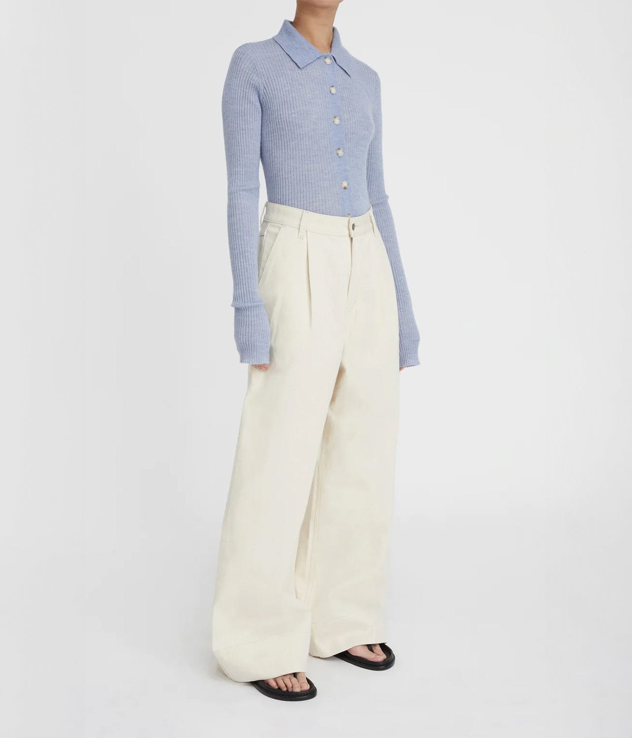 DENIM PLEAT PANT- OAT