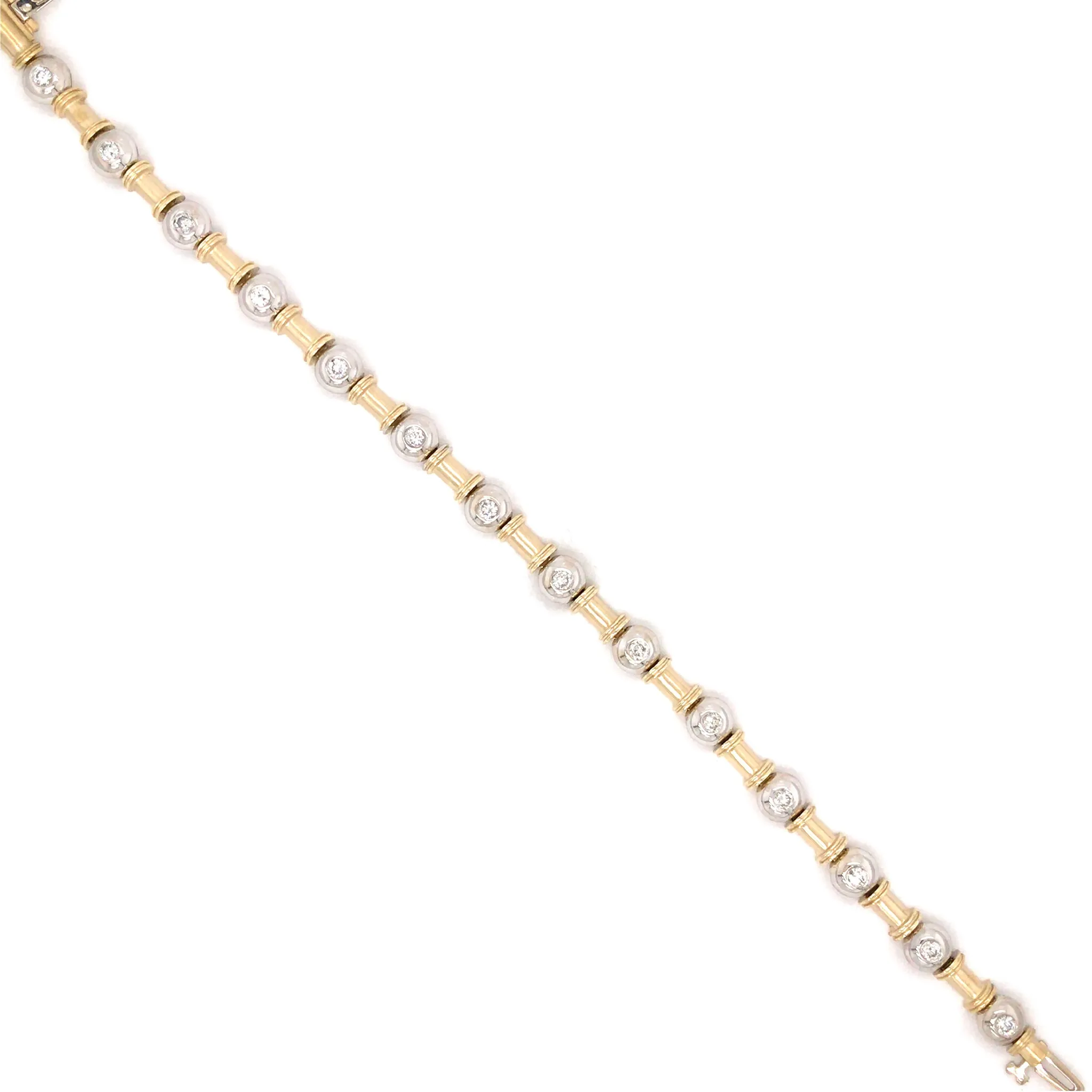 Diamond Bead & Bamboo Motif Bracelet in 14k Gold