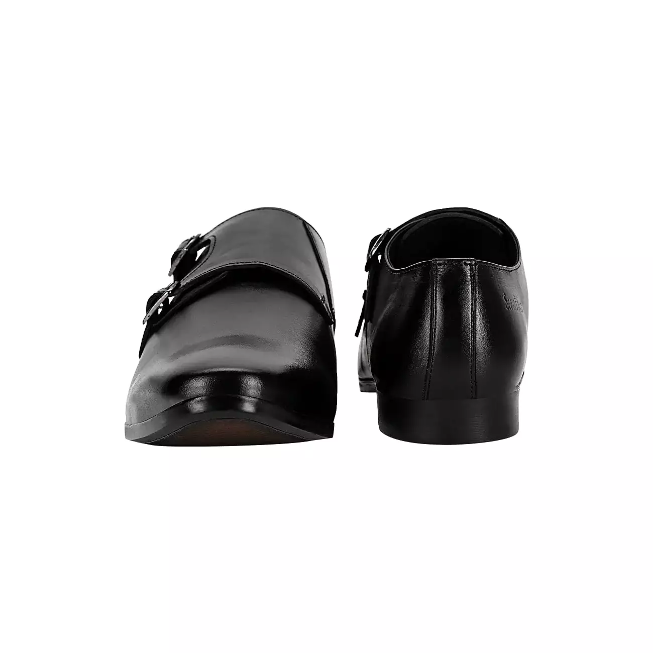 double monk strap shoes black-Defective