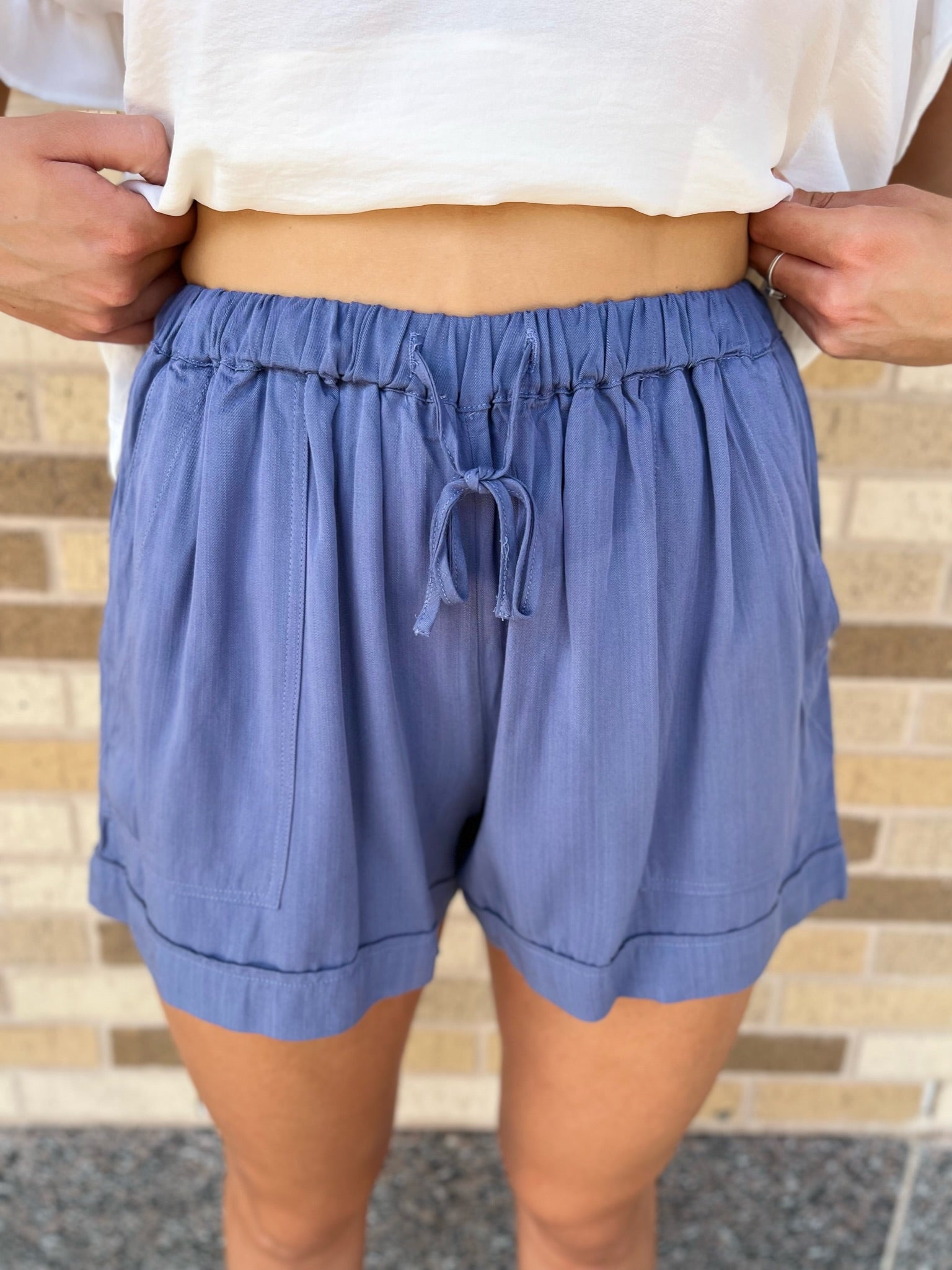 DRAWCORD SHORT PANTS -DENIM BLUE