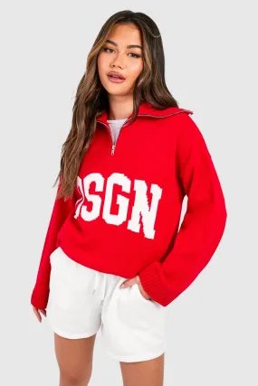 Dsgn Jacquard Knitted Half Zip Sweater