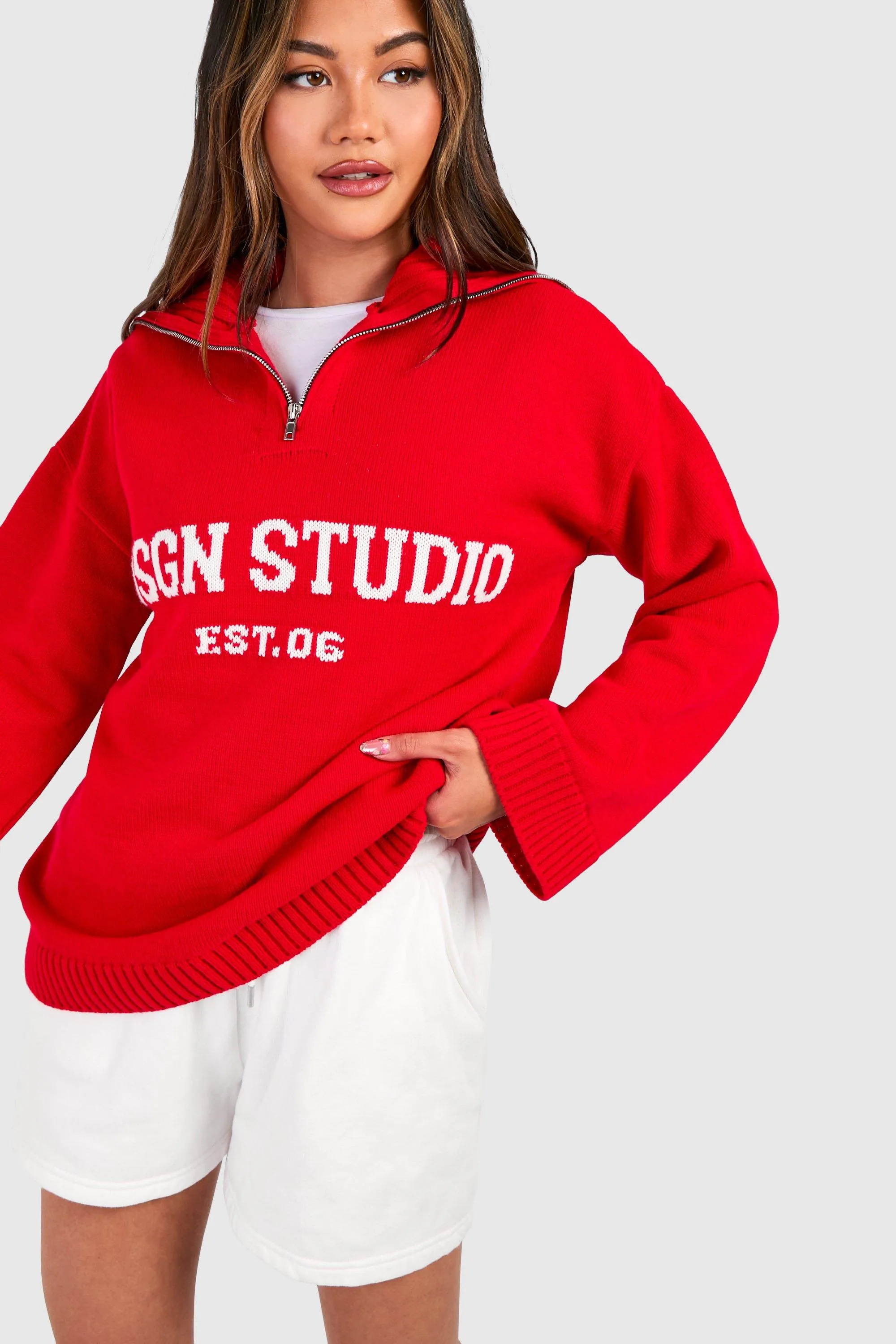 Dsgn Studio Oversized Zip Neck Sweater